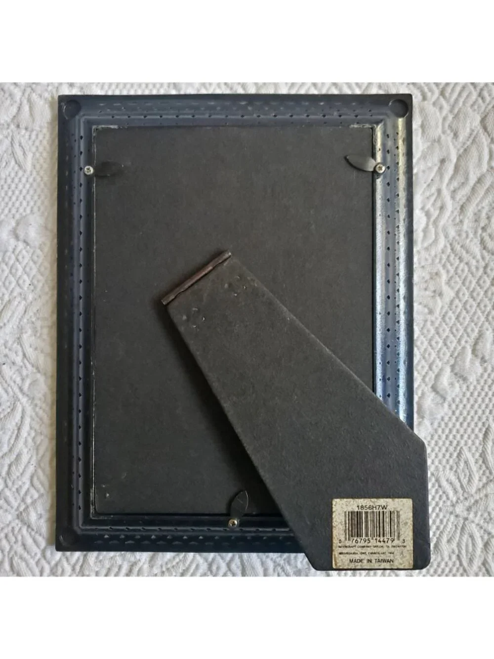 Vtg Ornate Filigree Photo Frame 7x9 Holds 4.5x6.5 Fleur-de-Lis pewter open work